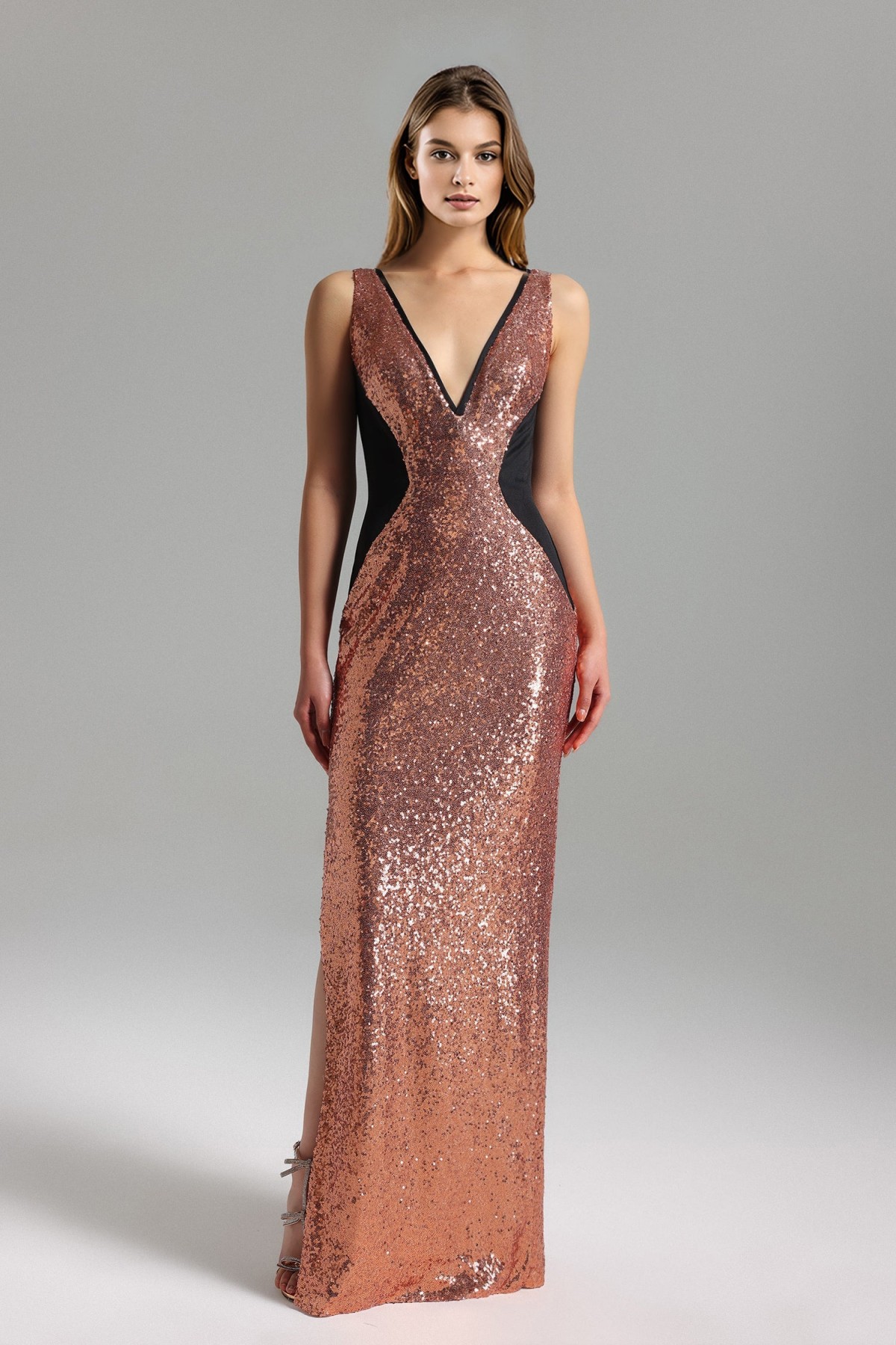 Rochie maxi cu paiete Winifred cu decolteu in V