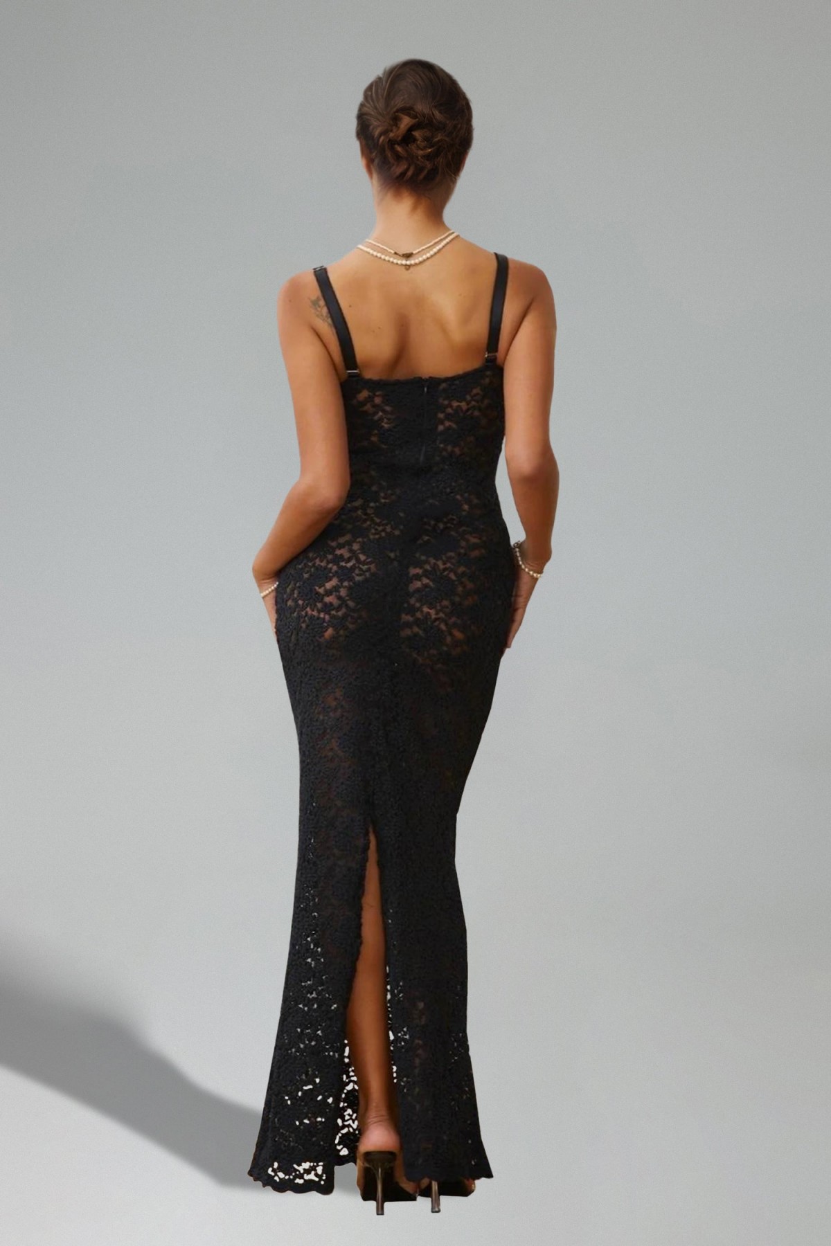 Rochie maxi din dantela fara maneci Teresa