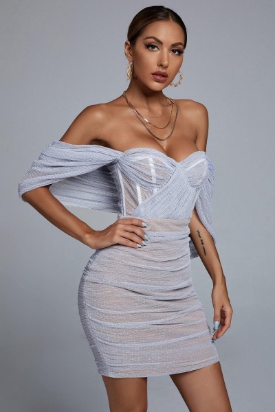 Rochie cu corset din dantela Kila - Albastru