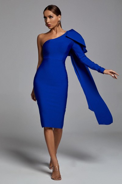Rochie de bandaj pe un umăr Abbey Blue