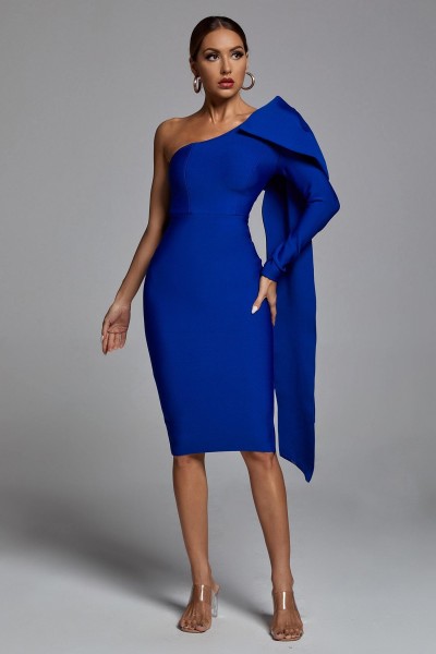 Rochie de bandaj pe un umăr Abbey Blue