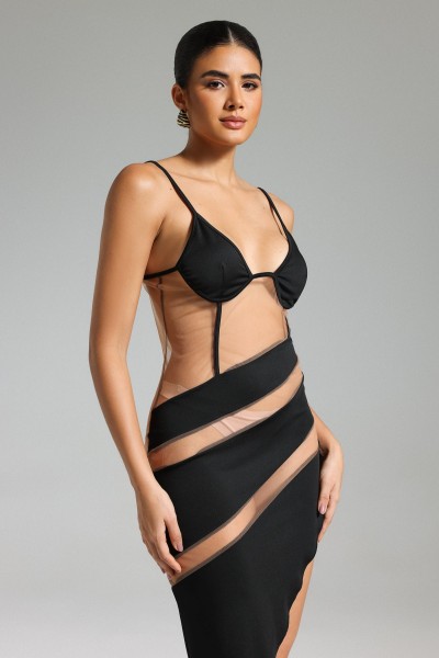 Rochie din plasă Livana Halter Patchwork