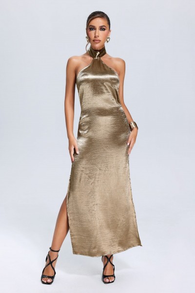 Rochie din satin cu decolteu Teray