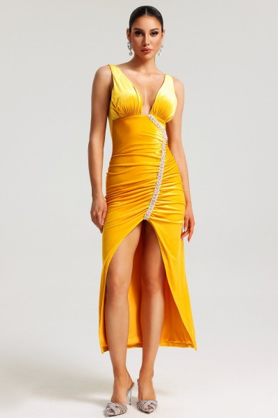 Rochie Hakula Diamante Slit Midi