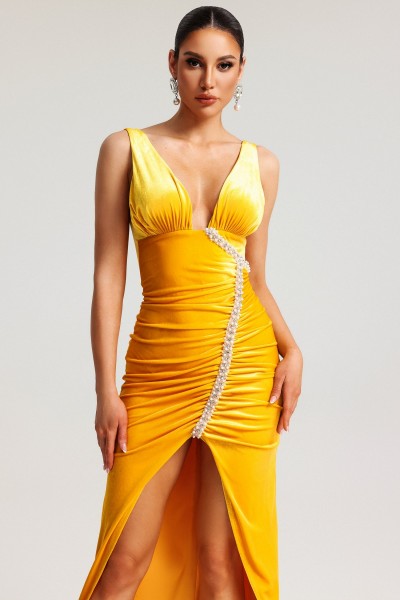 Rochie Hakula Diamante Slit Midi