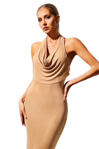 Rochie maxi cu decolteu în V, fără mâneci, Quany