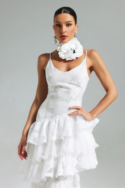 Rochie maxi cu volane din dantela de flori Kuller