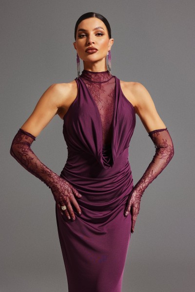 Rochie Maxi din Dantela cu Guler Swing Wezal