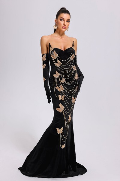 Rochie Maxi Hermosa Butterfly din catifea