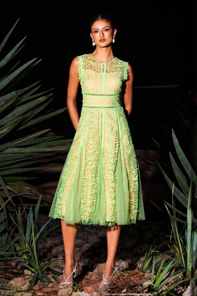 Rochie midi din dantelă fără mâneci Mavis