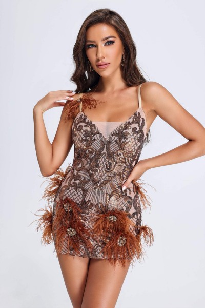 Rochie Mini Chloie Feather - Maro