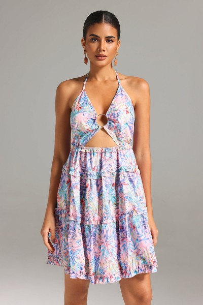 Rochie mini cu decupaj imprimat Edan