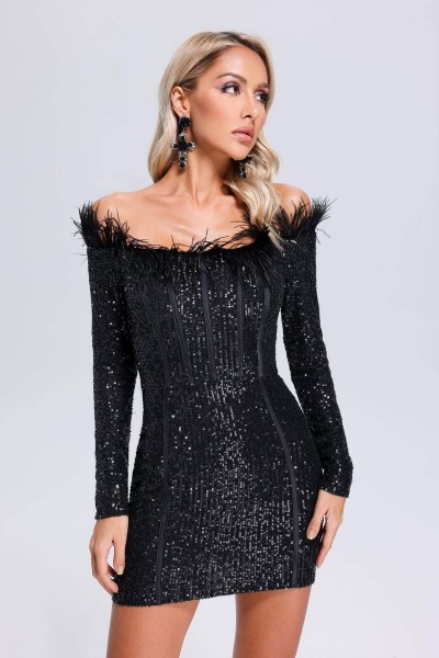 Rochie mini cu paiete Wooh Feather