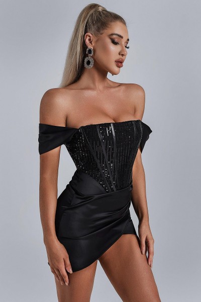 Rochie mini cu umăr dezactivat Nadia