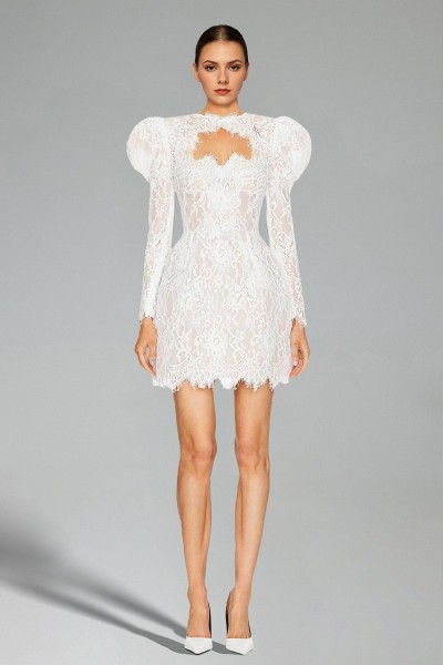Rochie mini din dantelă cu glugă