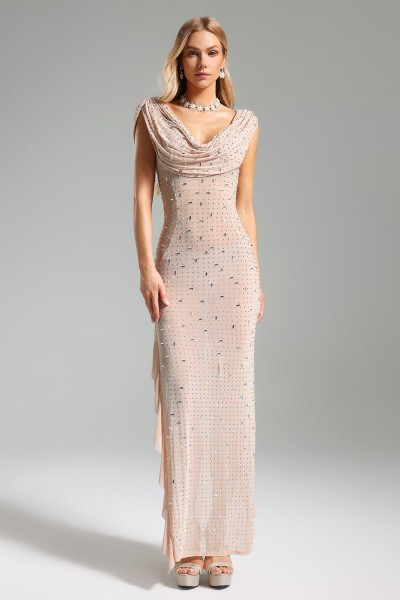 Rochie Xacier Diamante Mesh Slit