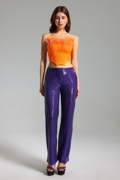 Set pantaloni cu paiete Gala Feather Top