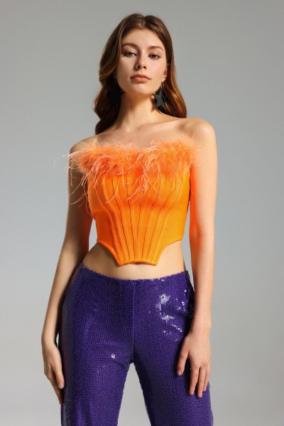 Set pantaloni cu paiete Gala Feather Top